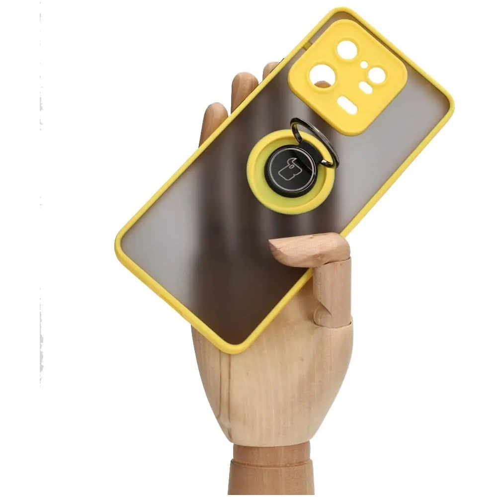 Hurtownia GSM - Bizon Case Hybrid Ring Xiaomi 13 Pro fumuriu cu un cadru galben - BIZ1982 - {ean13} - Hurt