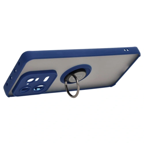 Etui z uchwytem na palec Bizon Case Hybrid Ring do Xiaomi 13 Pro przydymione z granatową ramką