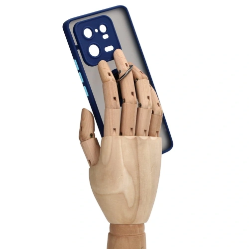 Etui z uchwytem na palec Bizon Case Hybrid Ring do Xiaomi 13 Pro przydymione z granatową ramką