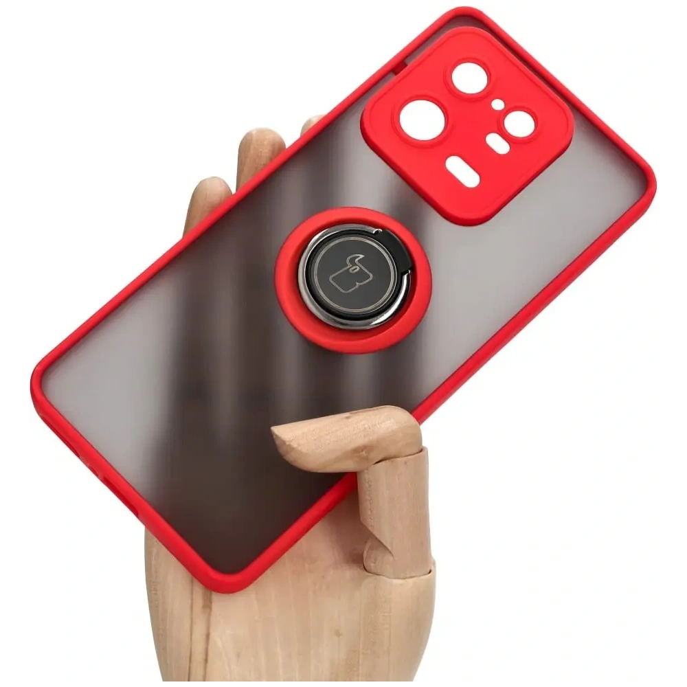 Hurtownia GSM - Bizon Case Hybrid Ring Xiaomi 13 Pro fumuriu cu un cadru roșu - BIZ1984 - {ean13} - Hurt