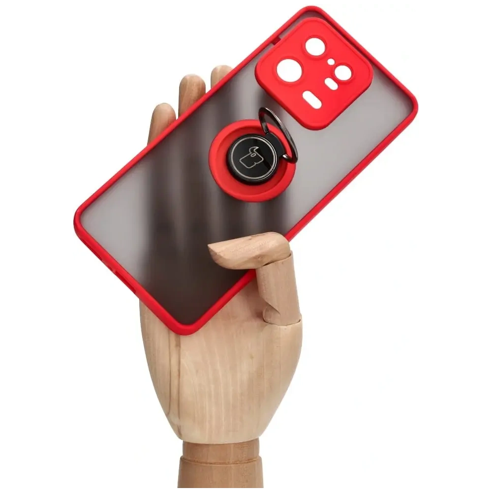 Hurtownia GSM - Bizon Case Hybrid Ring Xiaomi 13 Pro fumuriu cu un cadru roșu - BIZ1984 - {ean13} - Hurt