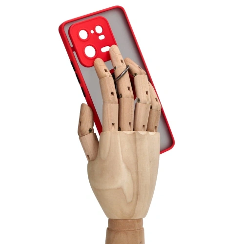 Etui z uchwytem na palec Bizon Case Hybrid Ring do Xiaomi 13 Pro przydymione z czerwoną ramką