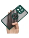 Etui z uchwytem na palec Bizon Case Hybrid Ring do Xiaomi 13 Pro przydymione z ciemnozieloną ramką