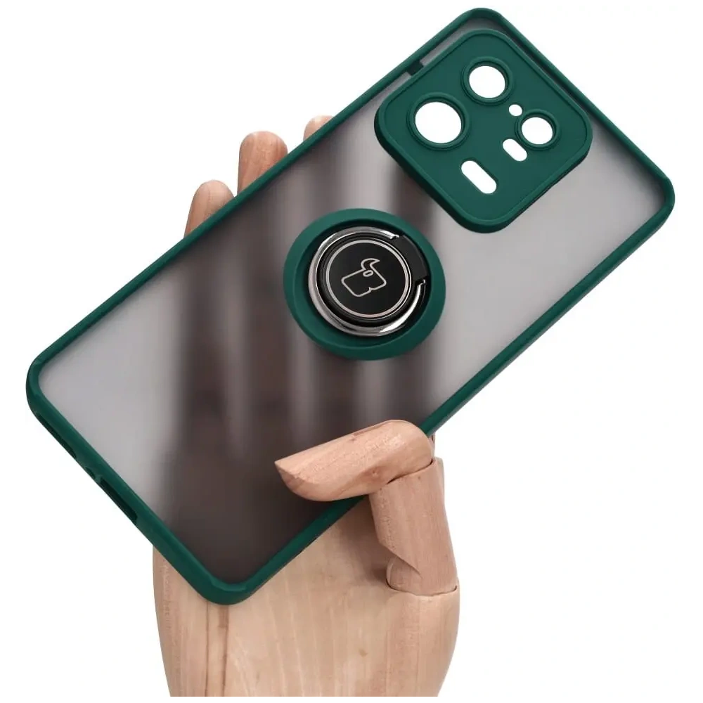 Hurtownia GSM - Bizon Case Hybrid Ring Xiaomi 13 Pro fumuriu cu un cadru verde închis - BIZ1988 - {ean13} - Hurt