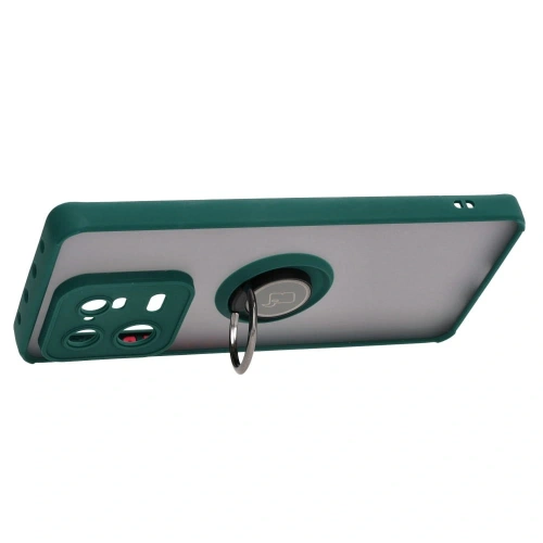 Etui z uchwytem na palec Bizon Case Hybrid Ring do Xiaomi 13 Pro przydymione z ciemnozieloną ramką