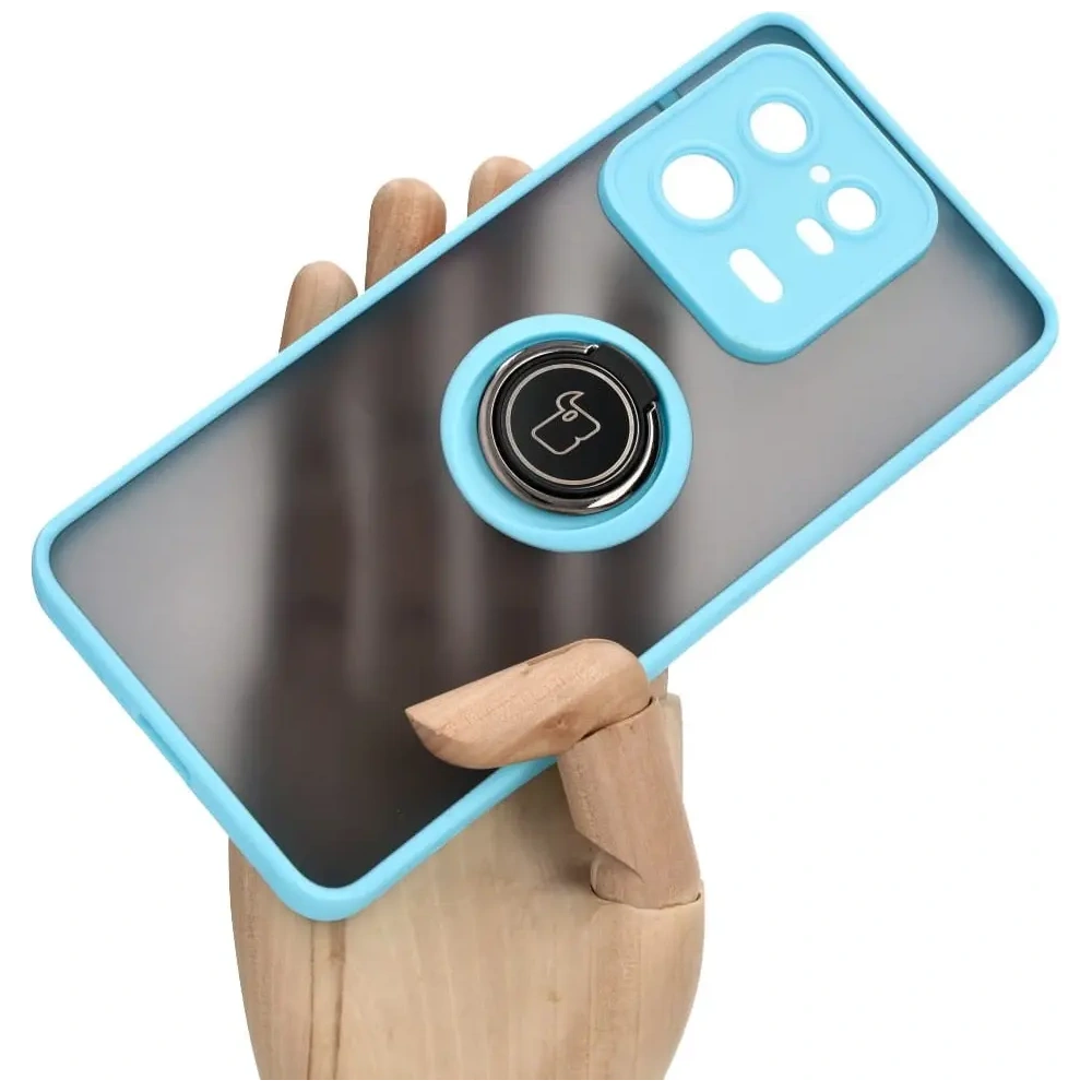 Hurtownia GSM - Etui z uchwytem na palec Bizon Case Hybrid Ring do Xiaomi 13 Pro przydymione z jasnoniebieską ramką - BIZ1989 - {ean13} - Hurt