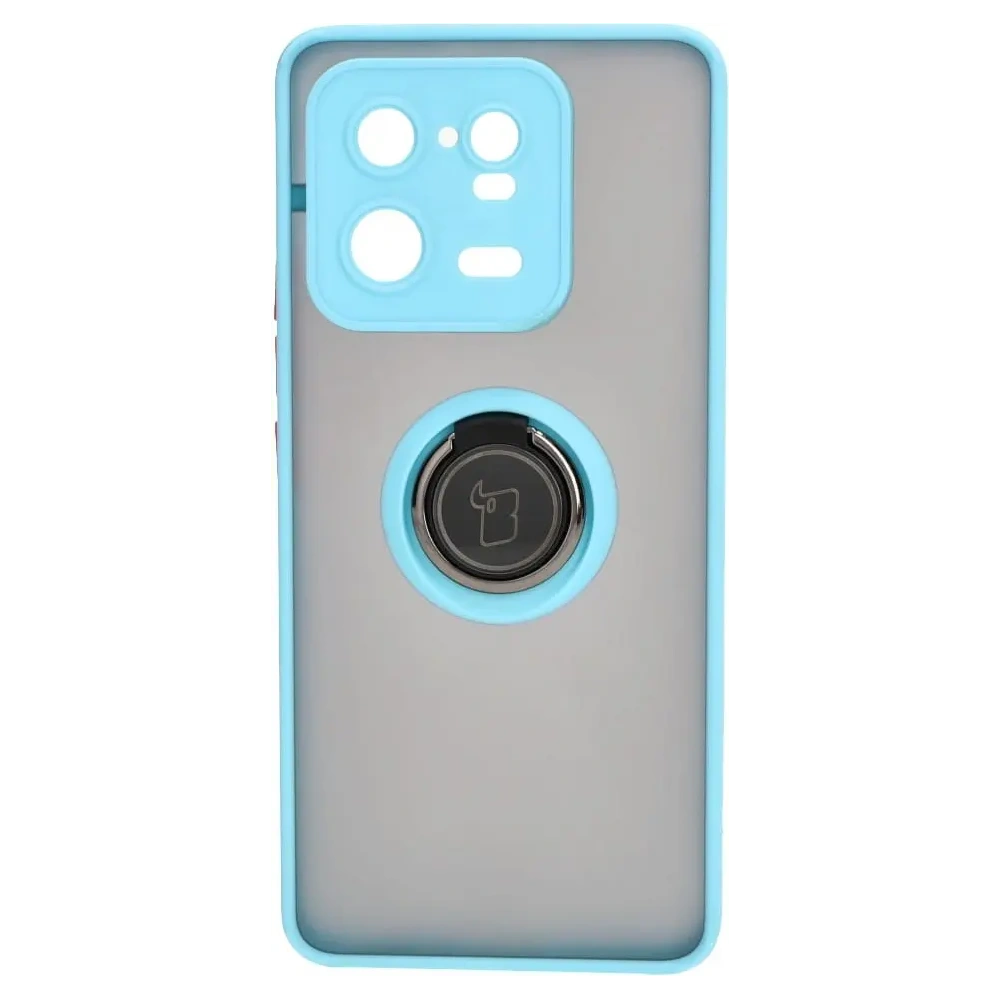 Hurtownia GSM - Etui z uchwytem na palec Bizon Case Hybrid Ring do Xiaomi 13 Pro przydymione z jasnoniebieską ramką - BIZ1989 - {ean13} - Hurt