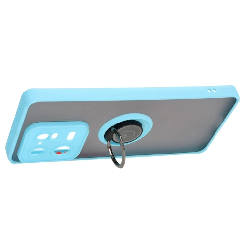 Etui z uchwytem na palec Bizon Case Hybrid Ring do Xiaomi 13 Pro przydymione z jasnoniebieską ramką