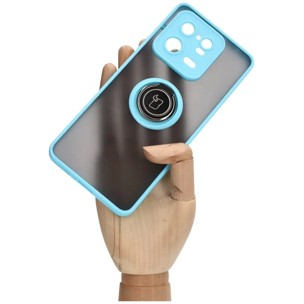 Hurtownia GSM - Etui z uchwytem na palec Bizon Case Hybrid Ring do Xiaomi 13 Pro przydymione z jasnoniebieską ramką - BIZ1989 - {ean13} - Hurt