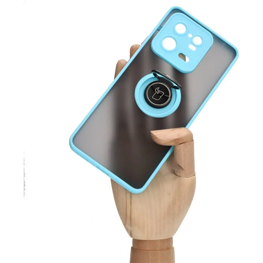 Hurtownia GSM - Etui z uchwytem na palec Bizon Case Hybrid Ring do Xiaomi 13 Pro przydymione z jasnoniebieską ramką - BIZ1989 - {ean13} - Hurt