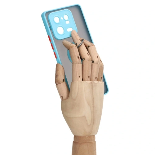 Etui z uchwytem na palec Bizon Case Hybrid Ring do Xiaomi 13 Pro przydymione z jasnoniebieską ramką