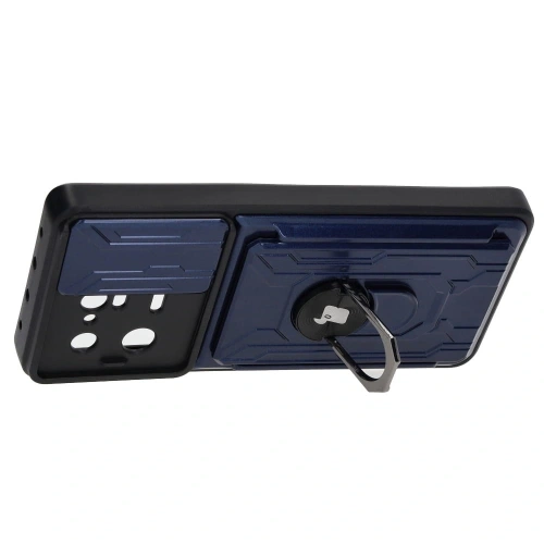 Etui Bizon Case Camshield Card Slot Ring do Xiaomi 13 Pro granatowe