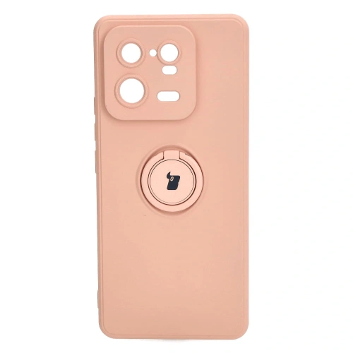 Etui Bizon Case Silicone Ring Sq do Xiaomi 13 Pro jasnoróżowe