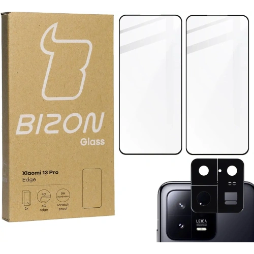 2x Szkło na ekran + szkło na aparat BIZON Edge do Xiaomi 13 Pro