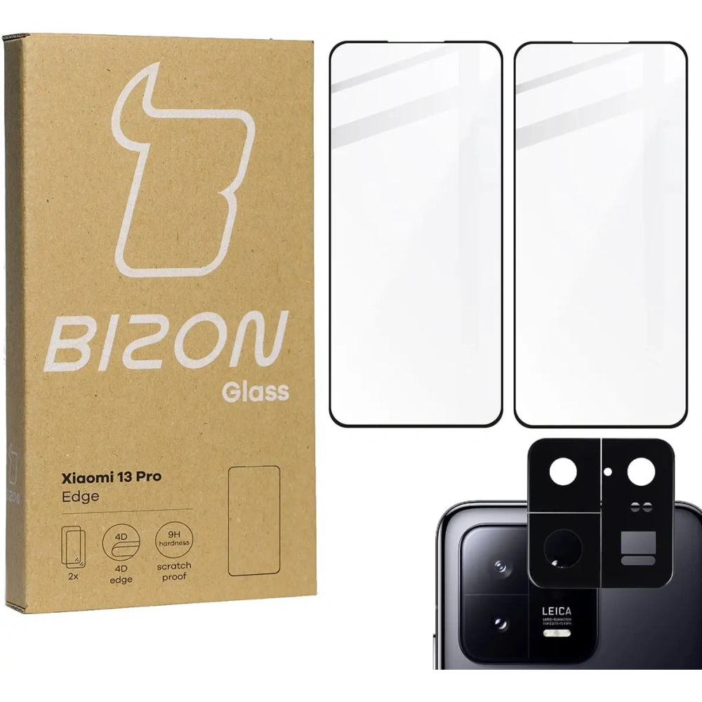 Hurtownia GSM - BIZON Edge 2x sticlă pentru ecran + sticlă pentru cameră Xiaomi 13 Pro - BIZ2014 - {ean13} - Hurt
