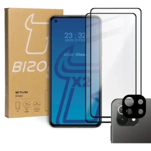 Hurtownia GSM - Tvrzené sklo Bizon Glass Edge - [2 PACK] + ochrana na objektiv Xiaomi Mi 11 Lite / 5G / 5G NE černé - BIZ2037 - {ean13} - Hurt