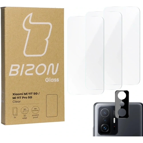 Szkło hartowane Bizon Glass Clear - 3 szt. + obiektyw Xiaomi 11T 5G / 11T Pro 5G