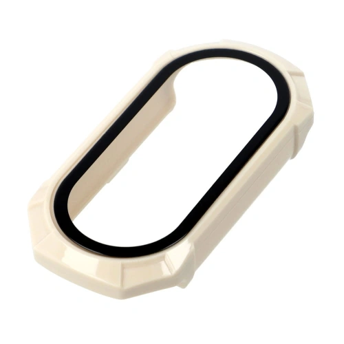 Etui Bizon Case+Glass Set do Xiaomi Mi Smart Band 8 beżowe