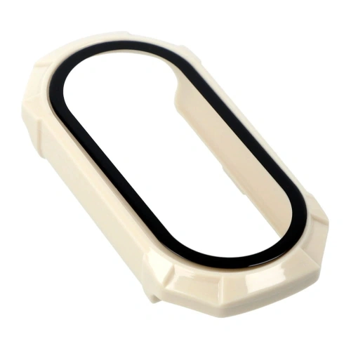 Etui Bizon Case+Glass Set do Xiaomi Mi Smart Band 8 beżowe