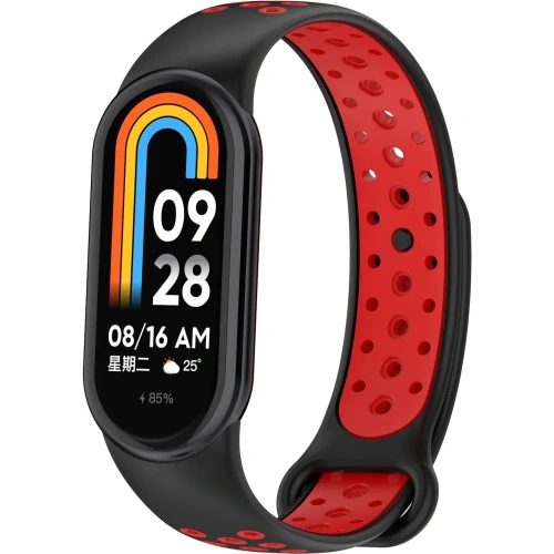 Pasek Bizon Strap Watch Octo do Xiaomi Mi Smart Band 8 czarno-czerwony