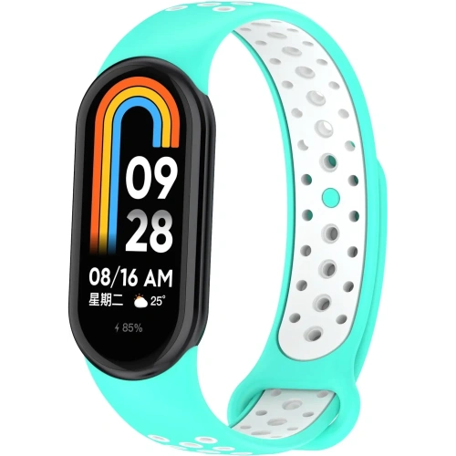 Pasek Bizon Strap Watch Octo do Xiaomi Mi Smart Band 8 miętowo-biały