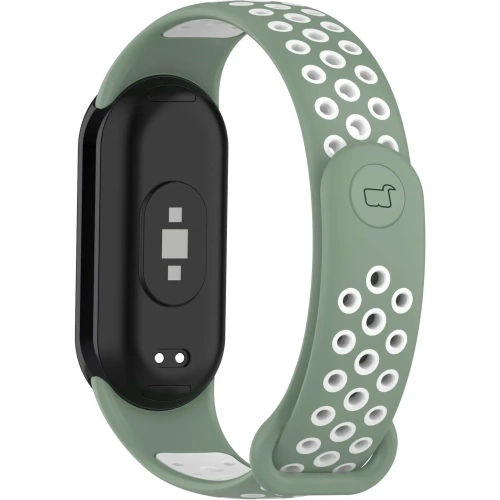 Pasek Bizon Strap Watch Octo do Xiaomi Mi Smart Band 8 zielono-biały