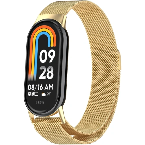 Pasek Bizon Strap Watch Chain do Xiaomi Mi Smart Band 8 złoty