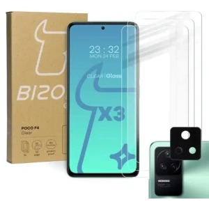 Hurtownia GSM - Bizon Glass Sticlă temperată clară - 3 buc. + sticlă lentilă Xiaomi Poco F4 - BIZ2077 - {ean13} - Hurt