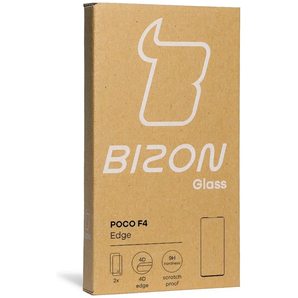 Hurtownia GSM - Bizon Glass Edge sticlă securizată - [2 PACK] + protecție lentilă Xiaomi Poco F4 negru - BIZ2079 - {ean13} - Hurt