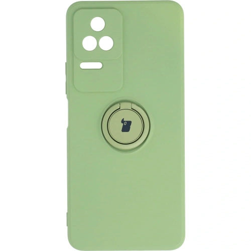 Etui Bizon Case Silicone Ring Sq do Xiaomi Poco F4 jasnozielone