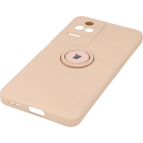 Etui Bizon Case Silicone Ring Sq do Xiaomi Poco F4 jasnoróżowe