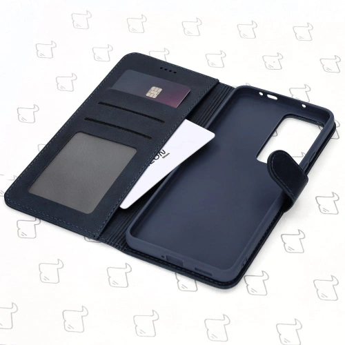 Etui Bizon Case Wallet do Xiaomi Poco F4 granatowe