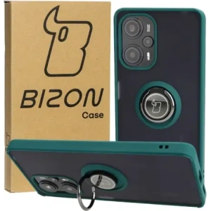 Hurtownia GSM - Bizon Case Hybrid Ring Xiaomi Poco F5 rauchig mit einem dunkelgrünen Rahmen - BIZ2098 - {ean13} - Hurt