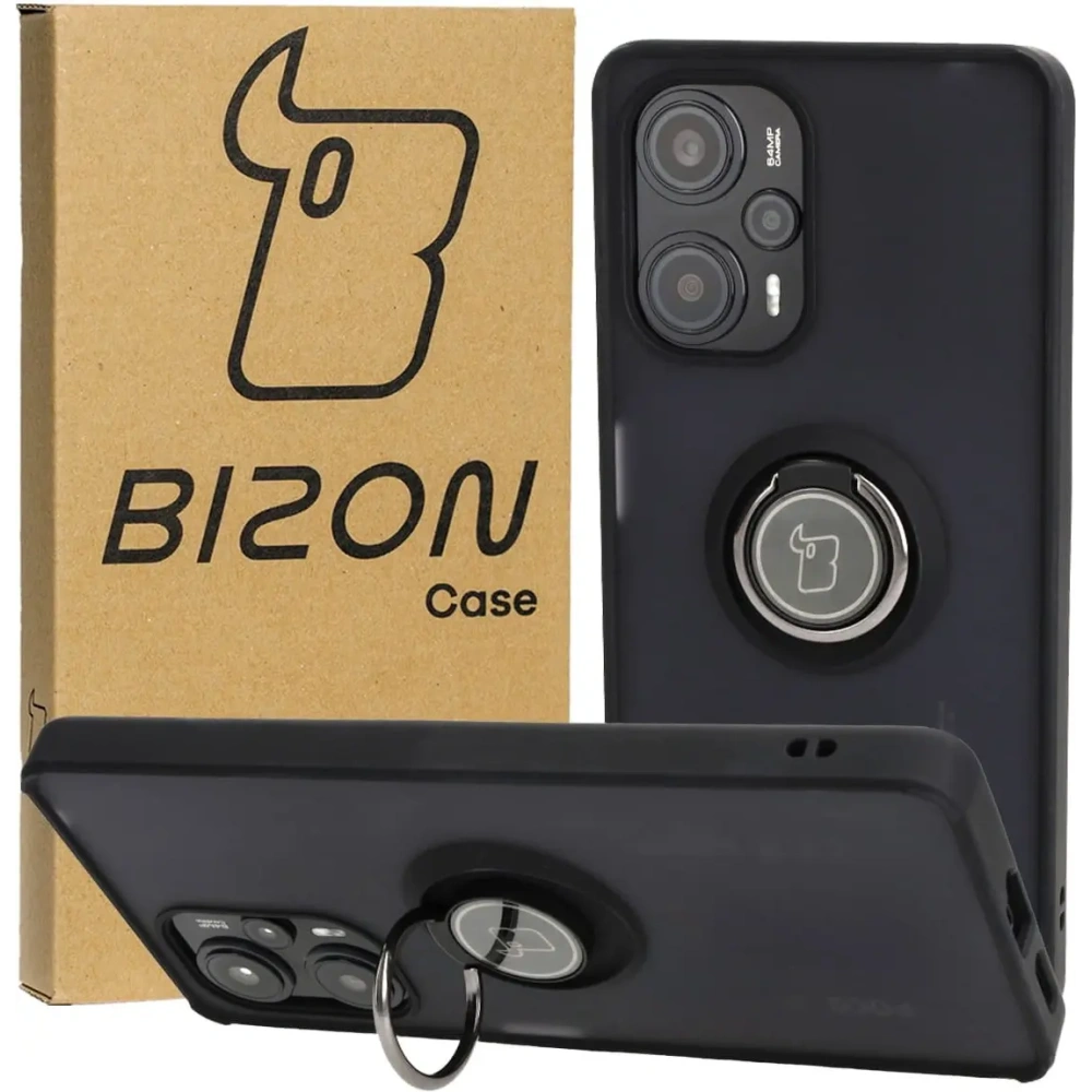 Hurtownia GSM - Bizon Case Hybrid Ring Xiaomi Poco F5 füstös fekete kerettel - BIZ2099 - {ean13} - Hurt