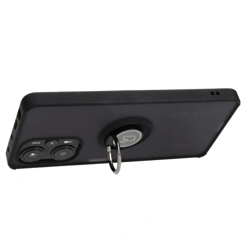 Etui z uchwytem na palec Bizon Case Hybrid Ring do Xiaomi Poco F5 przydymione z czarną ramką