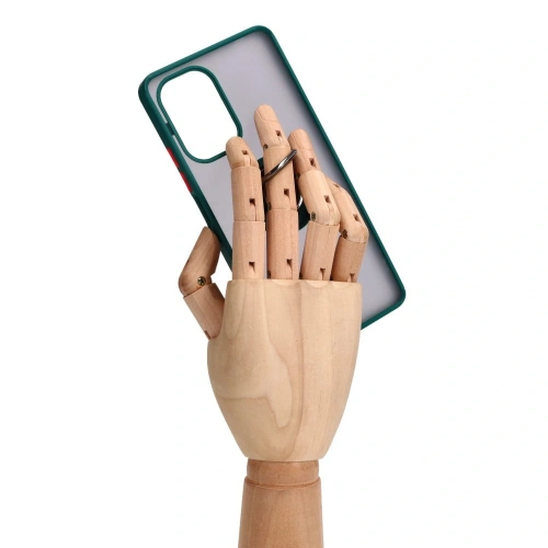 Etui z uchwytem na palec Bizon Case Hybrid Ring do Xiaomi Poco F5 przydymione z ciemnozieloną ramką