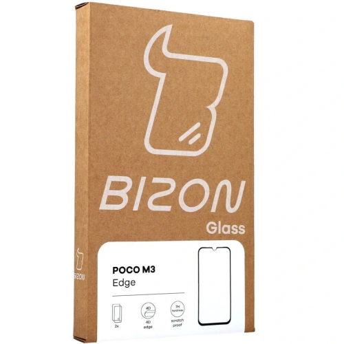 Szkło hartowane Bizon Glass Edge - [2 PACK] + ochrona na obiektyw Xiaomi Poco M3 czarne