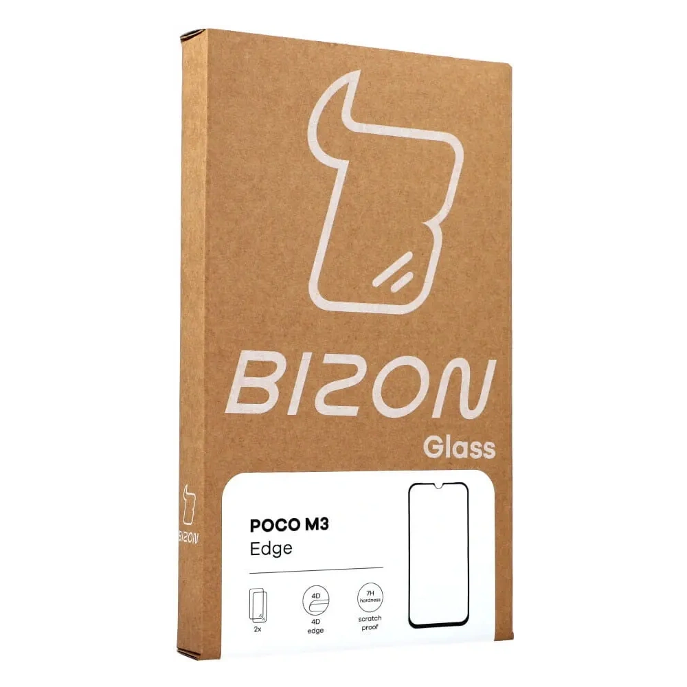 Hurtownia GSM - Tvrzené sklo Bizon Glass Edge - [2 PACK] + ochrana na objektiv Xiaomi Poco M3 černé - BIZ2119 - {ean13} - Hurt