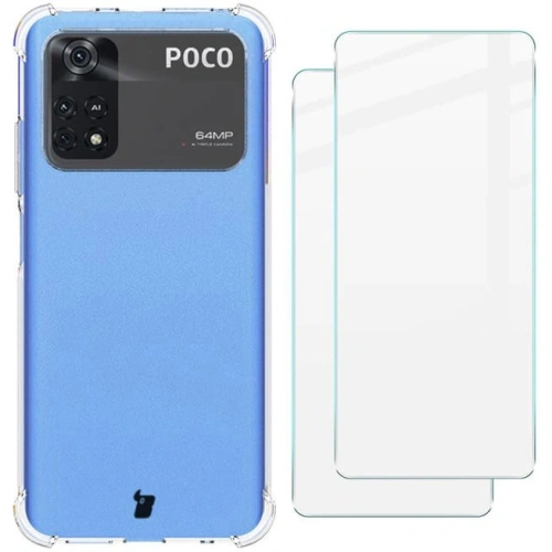 Etui + 2x szkło na ekran Bizon Case Clear Pack do Xiaomi Poco M4 Pro 4G przezroczyste