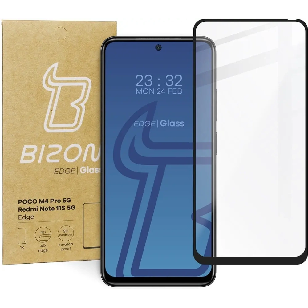 Hurtownia GSM - Ochranné sklo Bizon Glass Edge pro Poco M4 Pro 5G / Redmi Note 11S 5G černé - BIZ2128 - {ean13} - Hurt