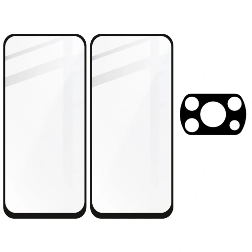 Szkło hartowane Bizon Glass Edge - [2 PACK] + ochrona na obiektyw Xiaomi Poco X3 / NFC / PRO czarne