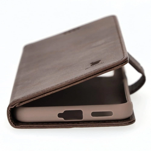Etui Bizon Case Wallet do Xiaomi Poco X4 GT ciemnobrązowe