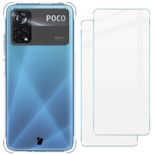 Etui + 2x szkło na ekran Bizon Case Clear Pack Xiaomi Poco X4 Pro 5G przezroczyste