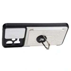 Etui Bizon Case Camshield Card Slot Ring do Xiaomi POCO X5 bílé