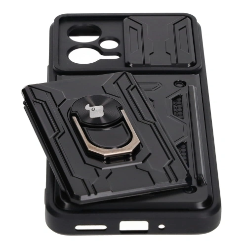 Etui Bizon Case Camshield Card Slot Ring do Xiaomi POCO X5 czarne