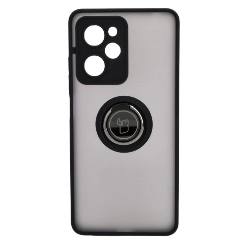 Etui z uchwytem na palec Bizon Case Hybrid Ring do Xiaomi Poco X5 Pro przydymione z czarną ramką