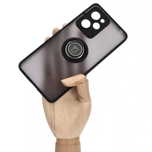 Etui z uchwytem na palec Bizon Case Hybrid Ring do Xiaomi Poco X5 Pro przydymione z czarną ramką