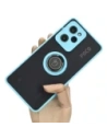 Bizon Case Hybrid Ring Xiaomi Poco X5 Pro rauchig mit einem hellblauen Rahmen