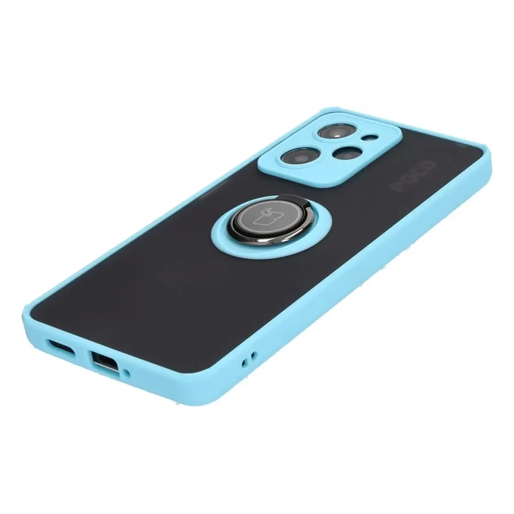 Hurtownia GSM - Etui s úchytem na prst Bizon Case Hybrid Ring pro Xiaomi Poco X5 Pro kouřové s jasně modrým rámečkem - BIZ2177 - {ean13} - Hurt