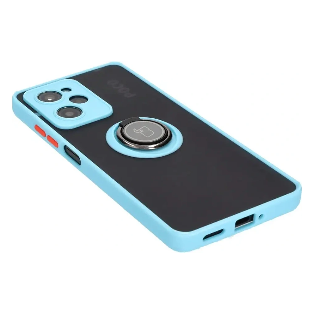 Wholesale Bizon Case Hybrid Ring Xiaomi Poco X5 Pro smoky with a light blue frame - BIZ2177 - {ean13} - Hurt